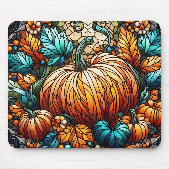 Stained Glass Pumpkin Art Mouse Pad (Front)