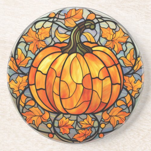 Stained Glass Pumpkin Coaster