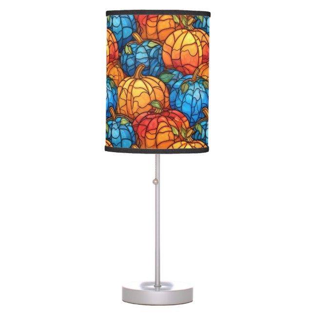 Stained Glass Pumpkin Field  Table Lamp (Front)