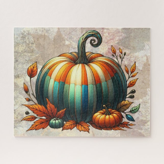 Stained Glass Pumpkin Puzzle (Horizontal)