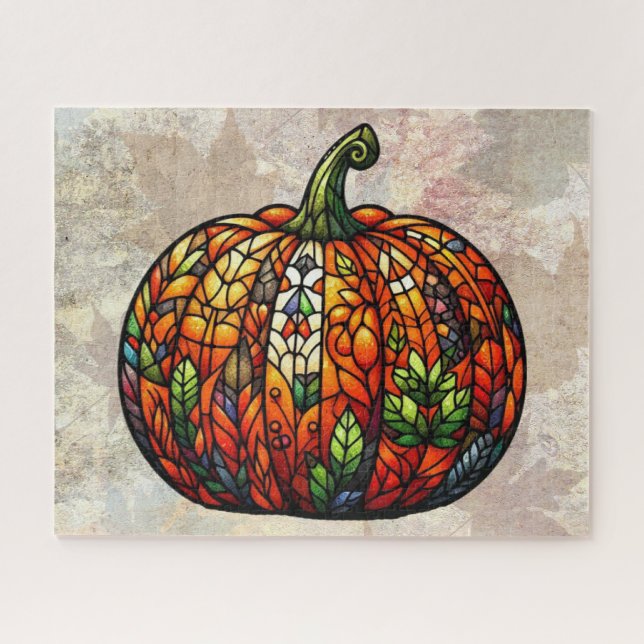 Stained Glass Pumpkin Puzzle (Horizontal)