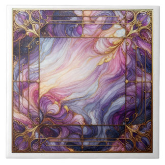 Stained glass purple ceramic tile