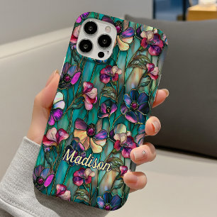 Stained glass purple floral iPhone 16 case