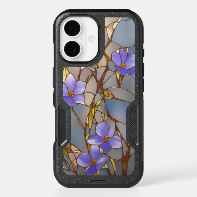 Stained Glass Purple Flower Cell Phone Case (Back)