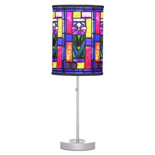 Stained Glass Purple Flower Table Lamp