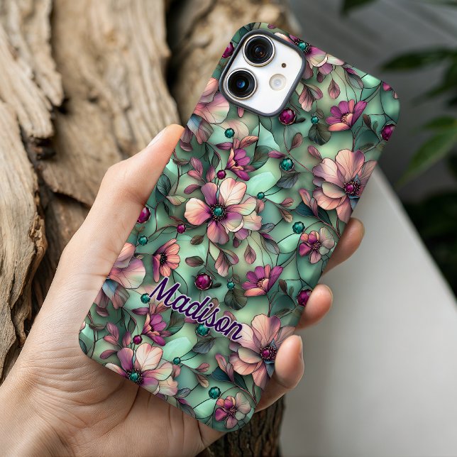 Stained glass purple mint floral Case-Mate iPhone case (Creator Uploaded)