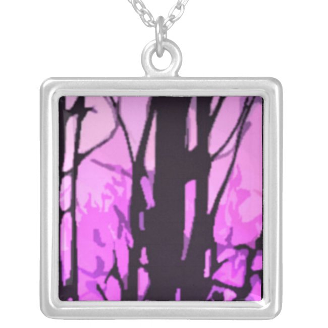 Stained Glass Purple Sunset Abstract Necklace