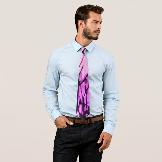 Stained Glass Purple Sunset Abstract Tie