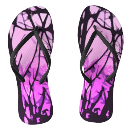 Stained Glass Purple Sunset Flip Flops