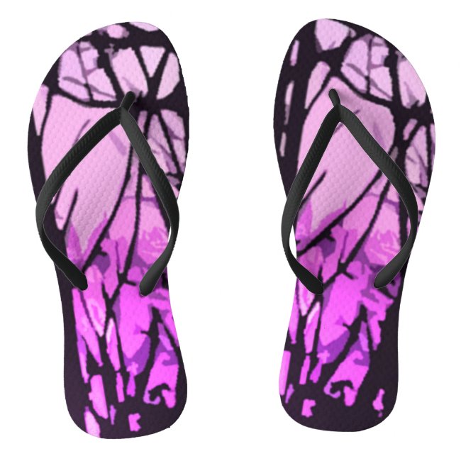 Stained Glass Purple Sunset Flip Flops