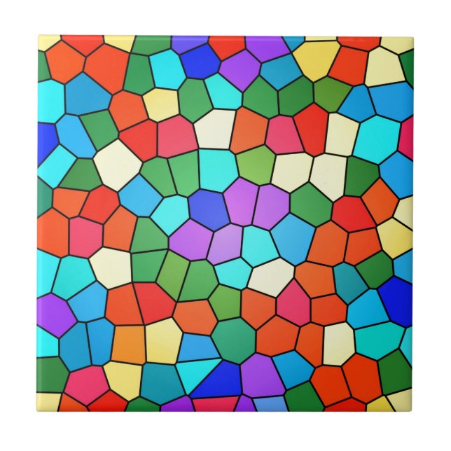 Stained Glass Rainbow Ceramic Tile (Front)
