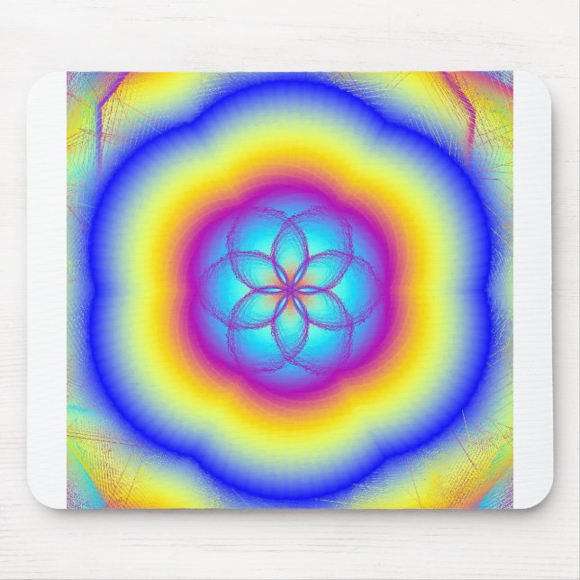 Stained Glass Rainbow Lotus Blossom Mouse Pad (Front)