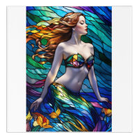 Stained glass rainbow mermaid
