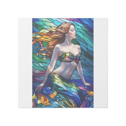 Stained glass rainbow mermaid gallery wrap