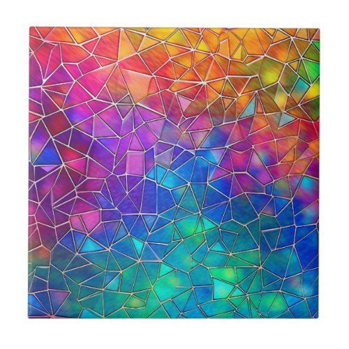 Stained Glass Rainbow Pattern Ceramic Tile