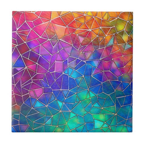 Stained Glass Rainbow Pattern Ceramic Tile