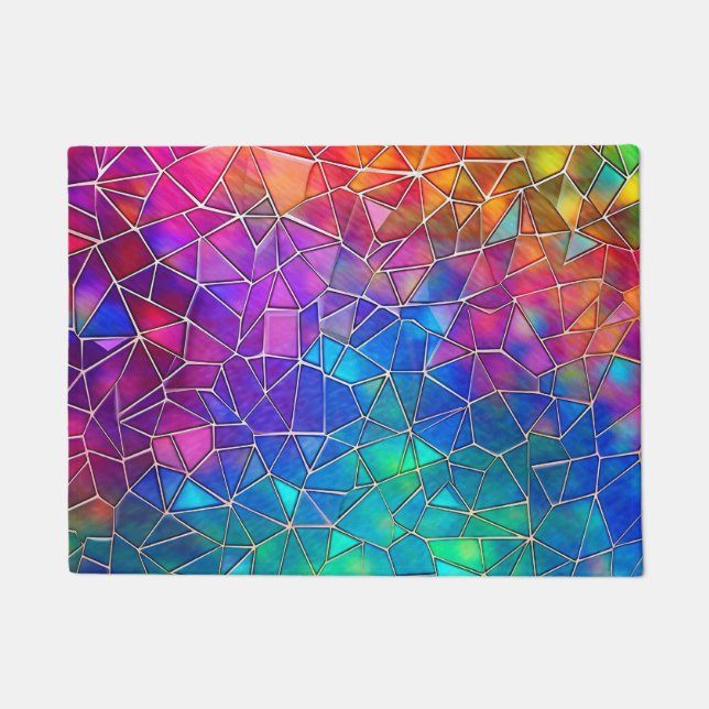 Stained Glass Rainbow Pattern Doormat (Front)