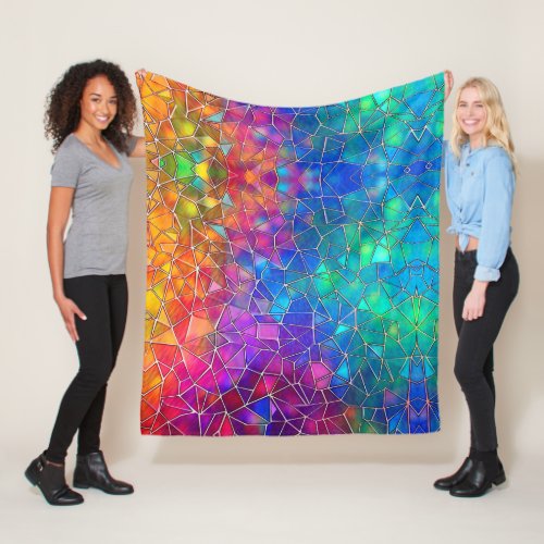 Stained Glass Rainbow Pattern Fleece Blanket