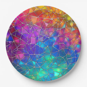 Stained Glass Rainbow Pattern Paper Plates
