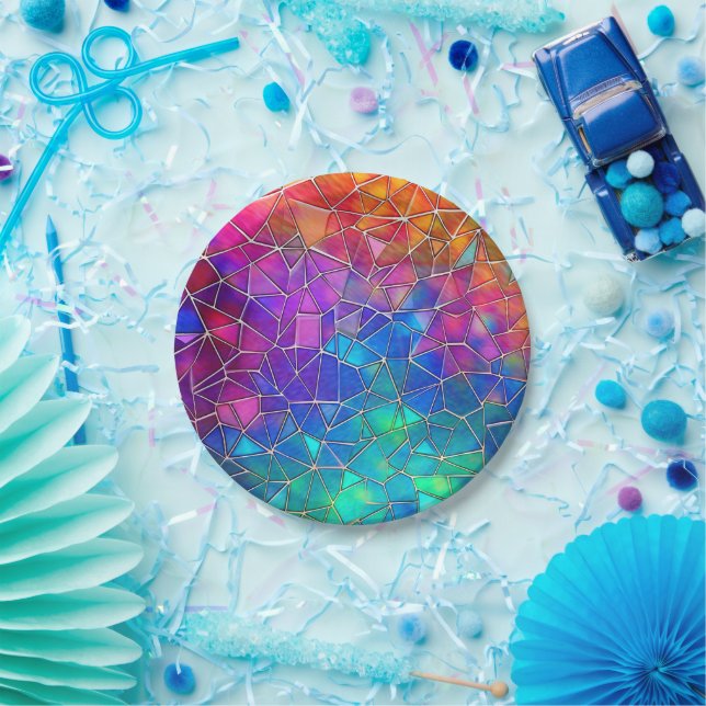 Stained Glass Rainbow Pattern Paper Plates (Party)