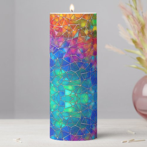 Stained Glass Rainbow Pattern Pillar Candle