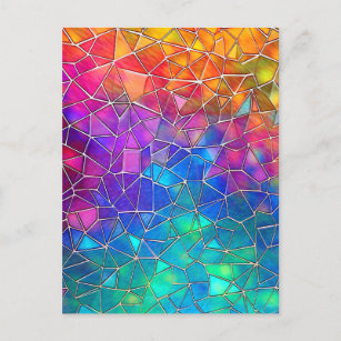 Stained Glass Rainbow Pattern Postcard