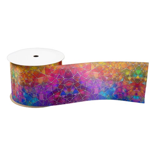 Stained Glass Rainbow Pattern Satin Ribbon