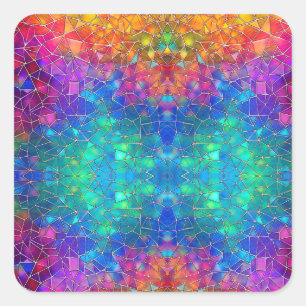 Stained Glass Rainbow Pattern Square Sticker