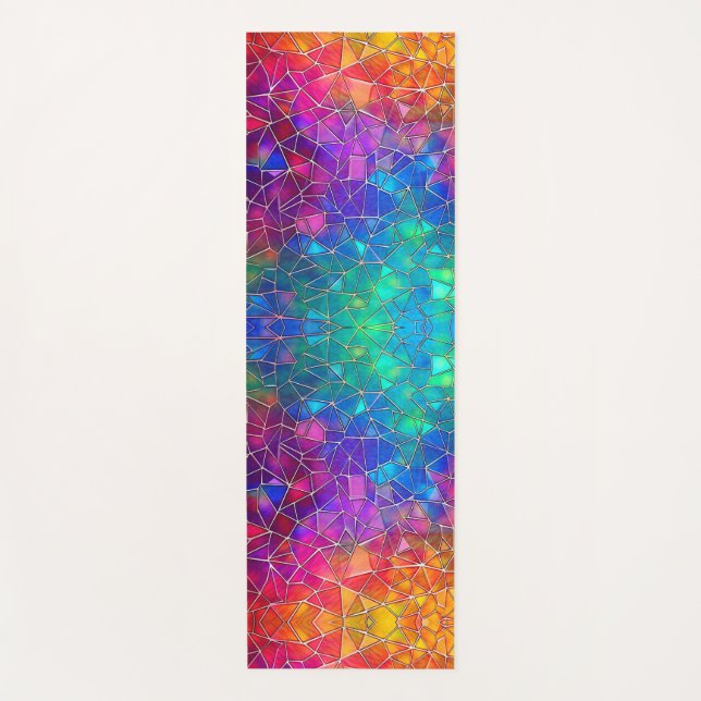 Stained Glass Rainbow Pattern Yoga Mat (Front)