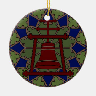 Stained Glass Raincross Tri Design Ceramic Ornament