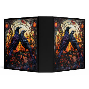 Stained Glass Ravens  3 Ring Binder