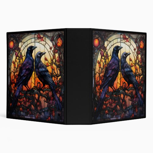 Stained Glass Ravens  3 Ring Binder