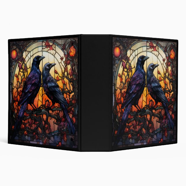 Stained Glass Ravens  3 Ring Binder (Background)