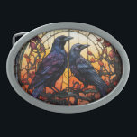 Stained Glass Ravens  Belt Buckle<br><div class="desc">Elevate your space with our exquisite "Stained Glass Ravens" design. This unique design combines the mystique of ravens with the timeless beauty of stained glass.</div>
