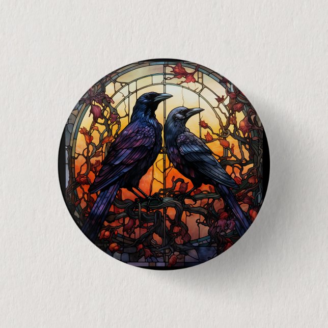 Stained Glass Ravens  Button (Front)