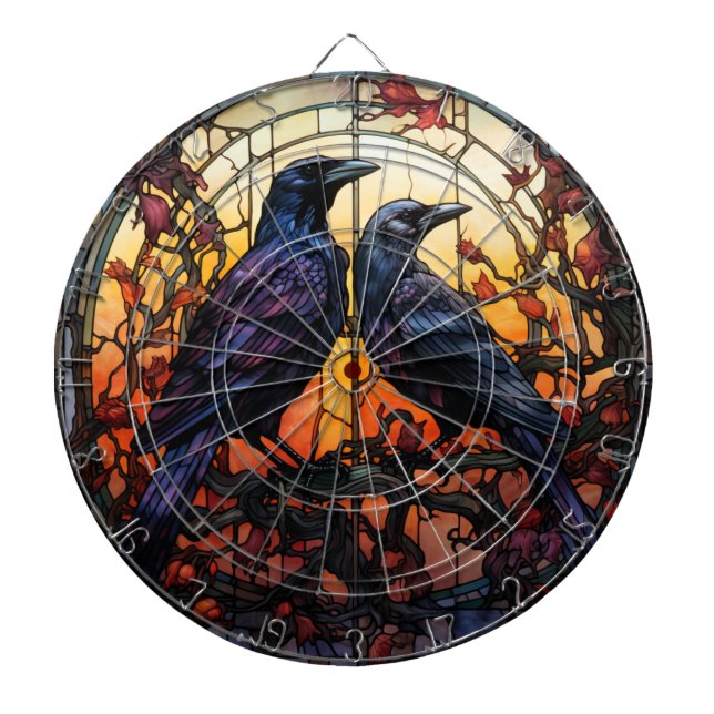 Stained Glass Ravens  Dart Board (Front)