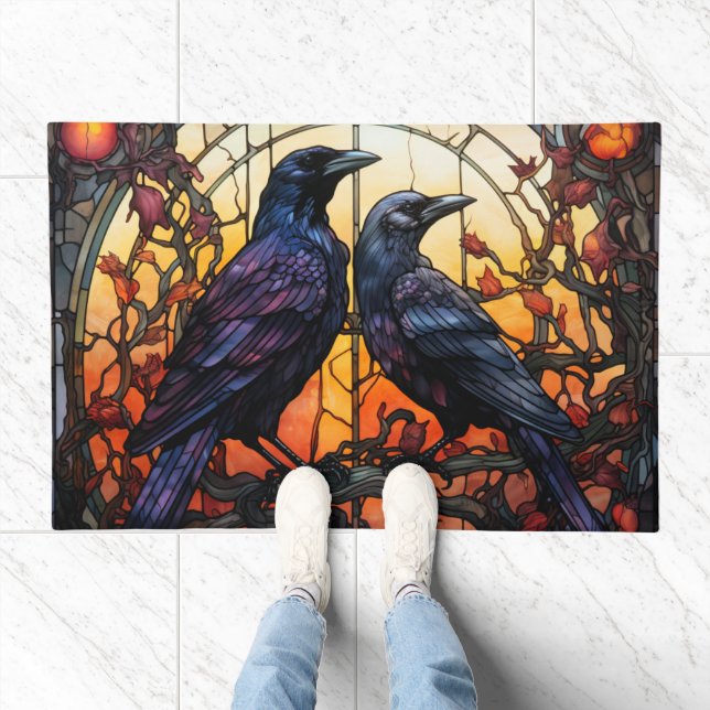 Stained Glass Ravens  Doormat (Indoor)