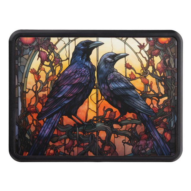 Stained Glass Ravens  Hitch Cover (Front)