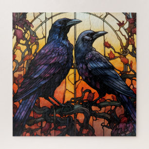 Stained Glass Ravens  Jigsaw Puzzle