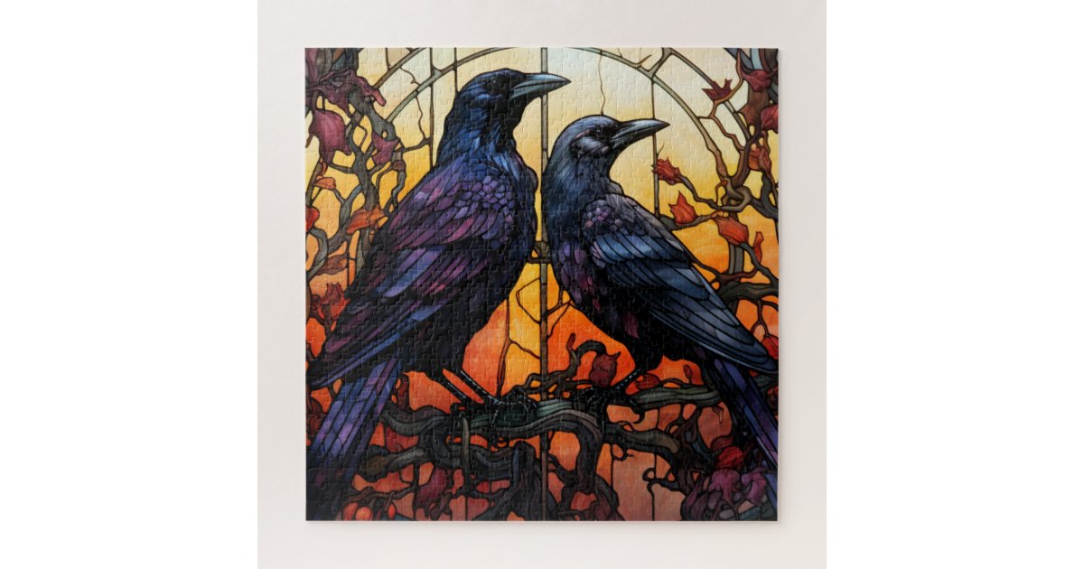 Stained Glass Ravens Jigsaw Puzzle | Zazzle