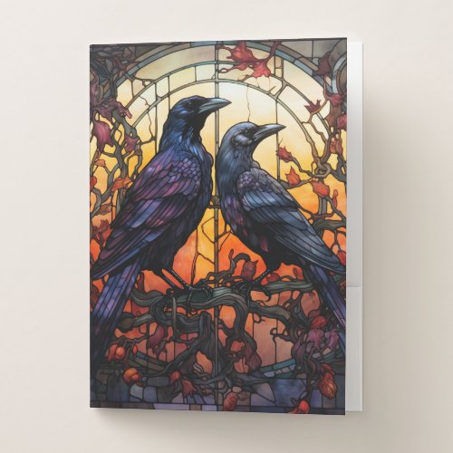 Stained Glass Ravens  Pocket Folder