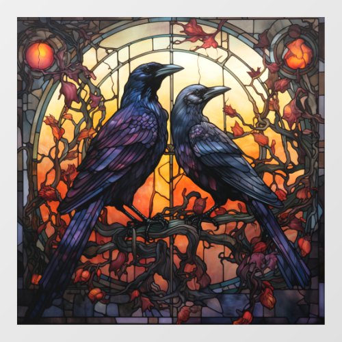 Stained Glass Ravens  Window Cling