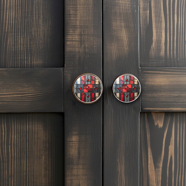 Stained Glass Red Black Industrial Look Ceramic Knob (Creator Uploaded)