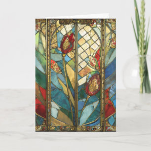 Stained Glass Red Chief Poppies at Sunrise Card