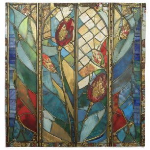 Stained Glass Red Chief Poppies at Sunrise Cloth Napkin