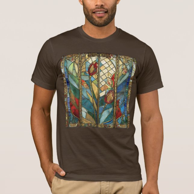 Stained Glass Red Chief Poppies at Sunrise T-Shirt (Front)