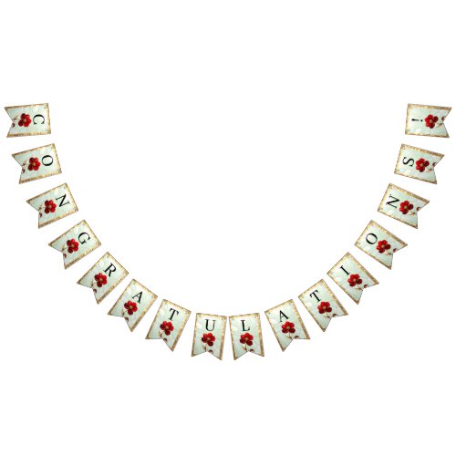 Stained Glass Red Flower Bunting Flag