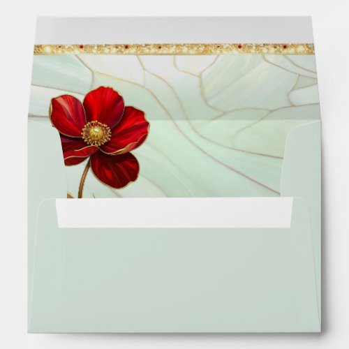 Stained Glass Red Flower Envelope