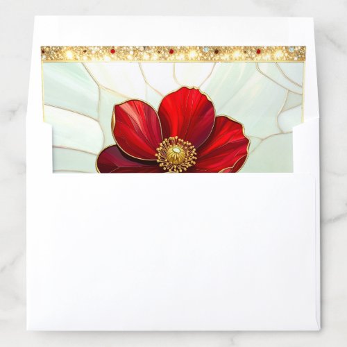 Stained Glass Red Flower Envelope Liner
