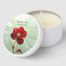 Stained Glass Red Flower Mini Candle Favors
